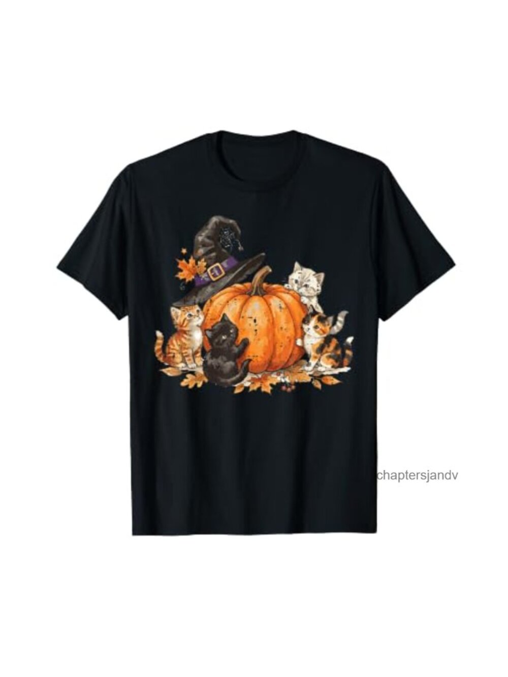 Halloween Pumpkin Cats T-Shirt Short Sleeve Fall Costume Tee